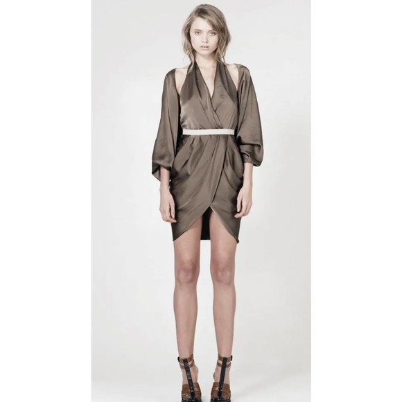 Alexander Wang Dresses & Skirts - Alexander Wang Satin Charmeuse Batwing Halter Dress $1600 size 6